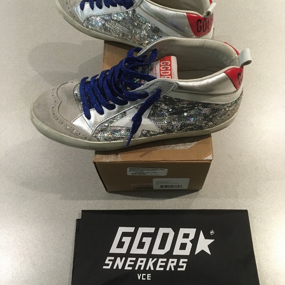 Golden Goose Mid Star Sneaker Silver Paillette NIB - Picture 4 of 8